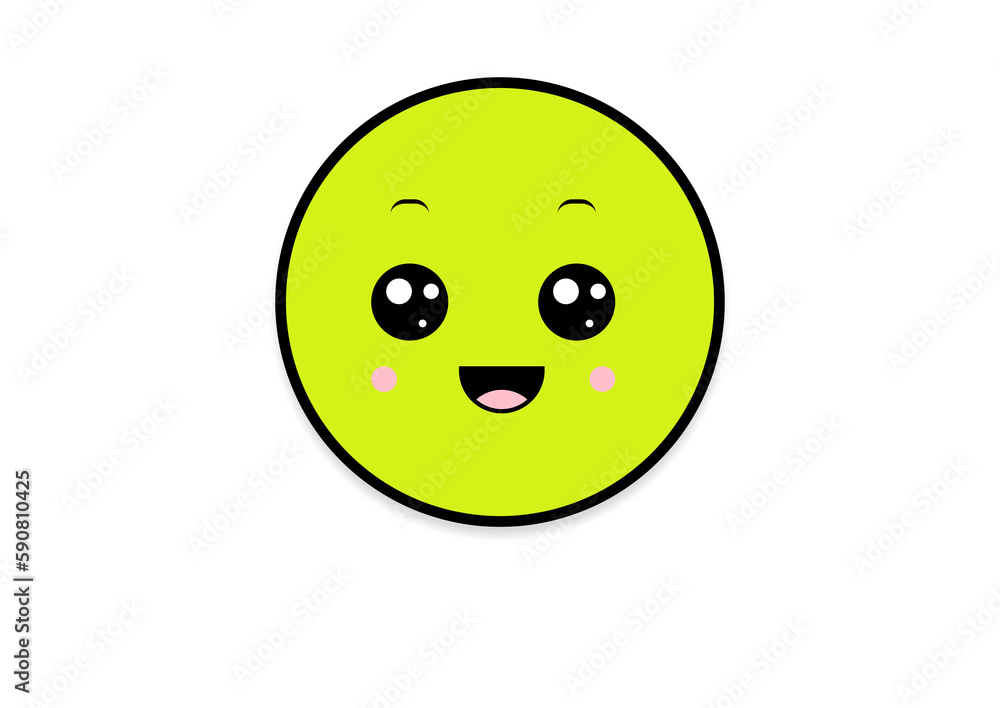 Fototapeta premium kawaii smiling 2d shape illustration anime