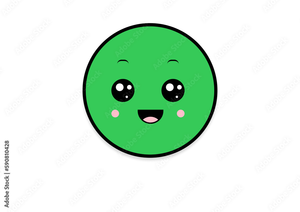 Fototapeta premium kawaii smiling 2d shape illustration anime