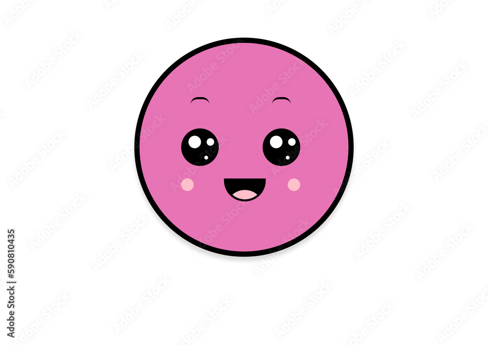 Fototapeta premium kawaii smiling 2d shape illustration anime