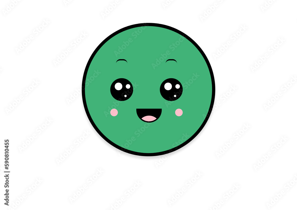 Fototapeta premium kawaii smiling 2d shape illustration anime