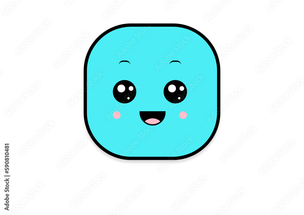 Fototapeta premium kawaii smiling 2d shape illustration anime