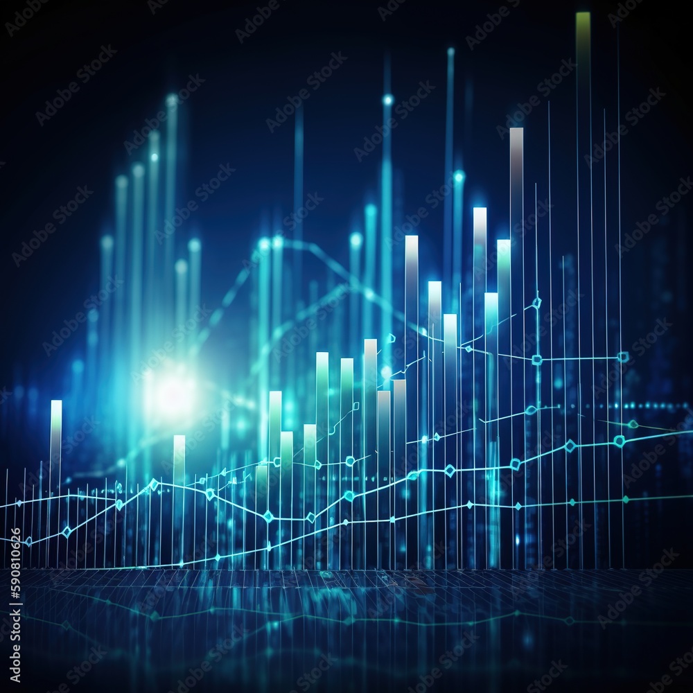 Finance graph and investment bar demonstrating market expansion and success with technology. generative ai Finance graph and investment bar demonstrating market expansion and success with technology. generative ai