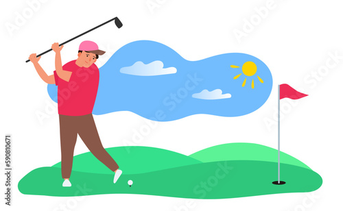 man playing golf outdoor vector illustration