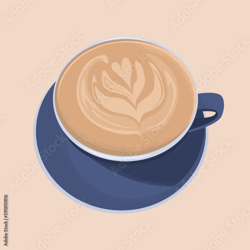 Vector illustration of milky cappuccino cup