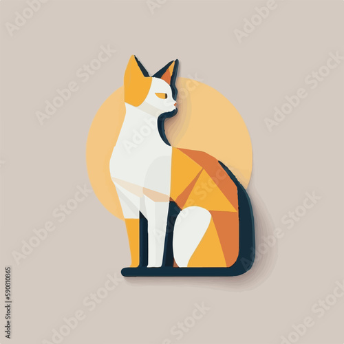 Detailed vector illustration of a curious and inquisitive kitty with intricate fur patterns