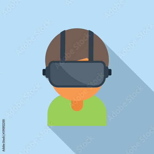 Human headset tech icon flat vector. Virtual glasses. Digital future