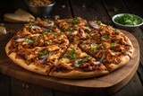 barbeque chicken pizza served in a 5 star restaurant, generative ai