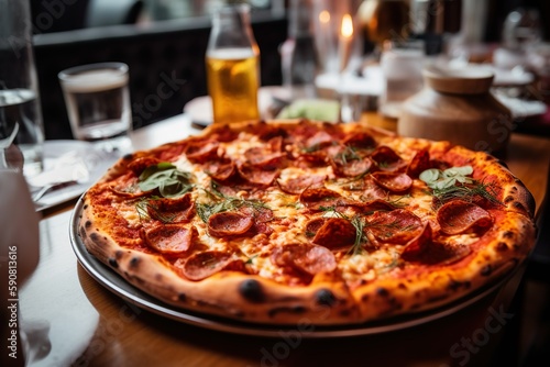 peperoni pizza served in a 5 star restaurant , generative ai