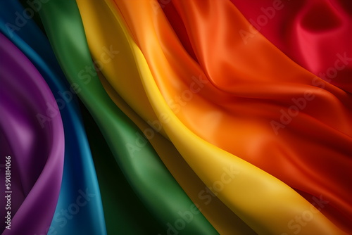 gay pride rainbow flag satin fabric background, made with generative ai