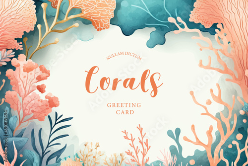 Watercolor underwater frame banner