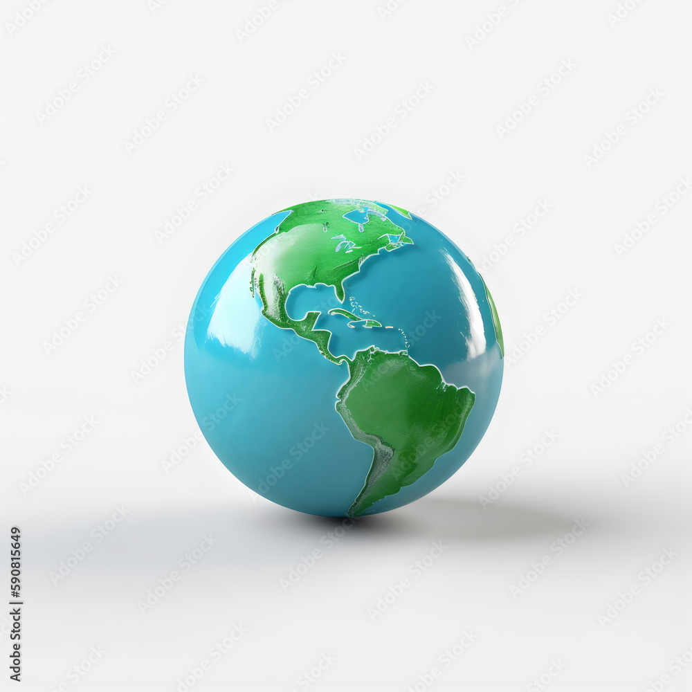shiny earth globe isolated on white, made with generative ai
