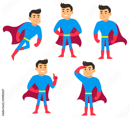 Cartoon superhero set