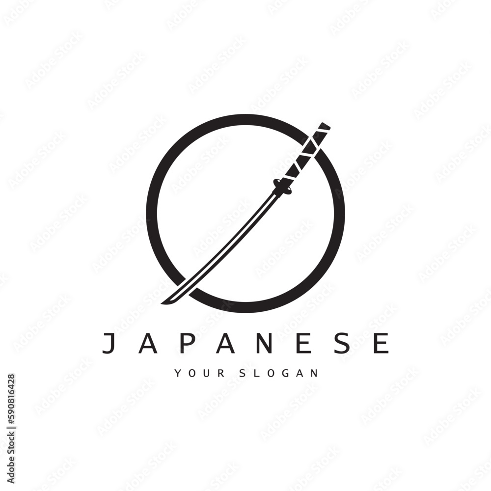 simple katana samurai sword logo design template vector, simple katana samurai sword logo design template vector,