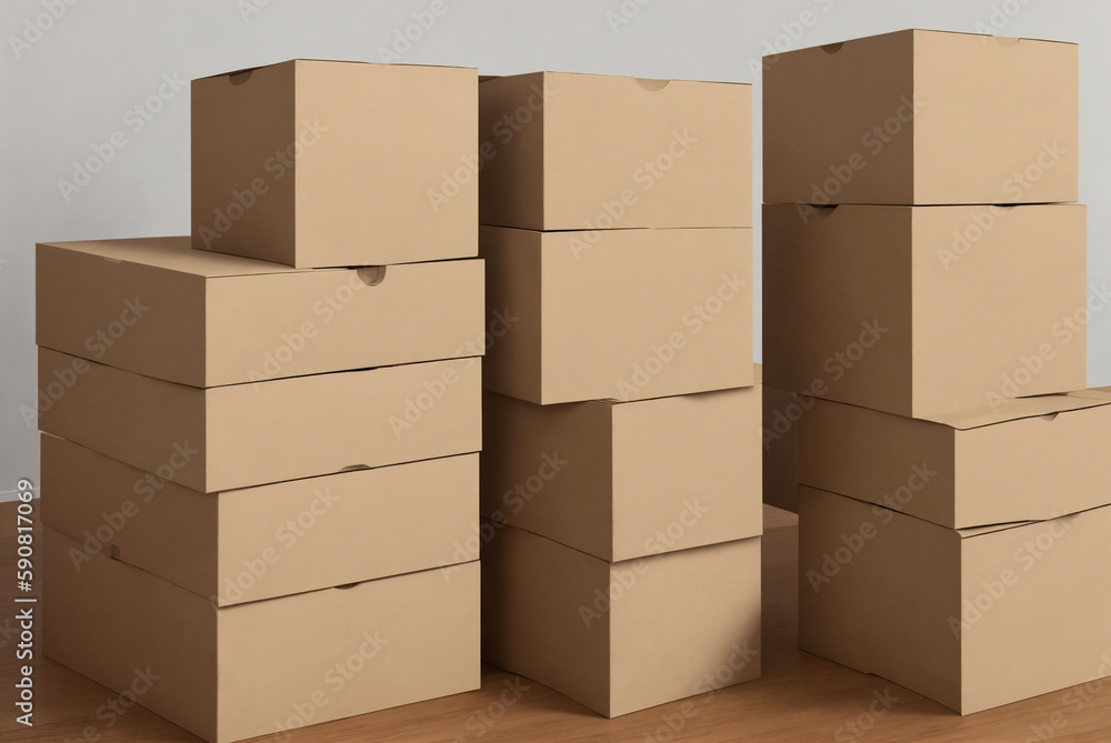 A bunch of cardboard boxes. Generative AI. A bunch of cardboard boxes. Generative AI.