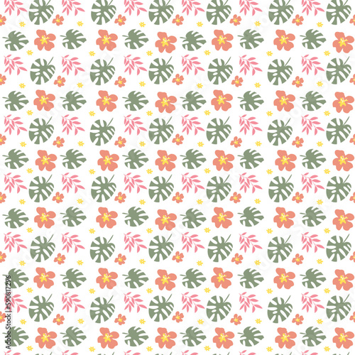 Abstract nature art collage shape seamless pattern. Trendy contemporary flower background illustration.