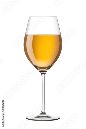 A glass of Passito white wine isolated on white background. Computer generated image