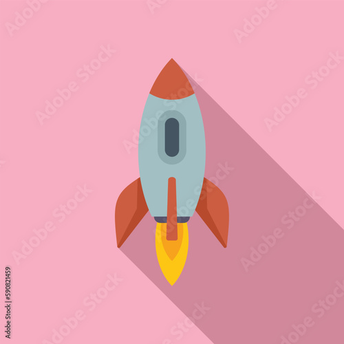 Spacecraft icon flat vector. Rocket launch. Start ship