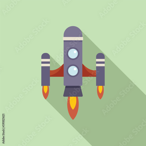 Rocket startup icon flat vector. Fire start. Sky future
