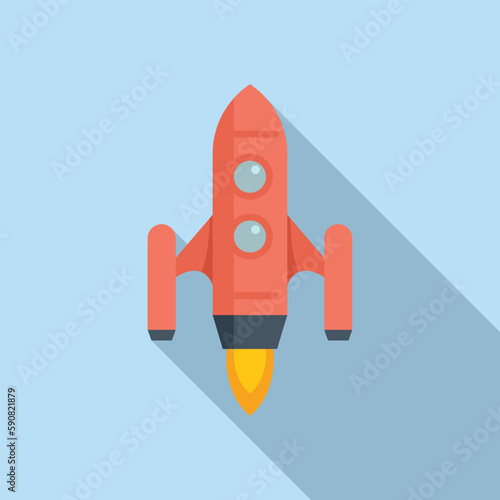Jet boost icon flat vector. Rocket fire. Shuttle ship