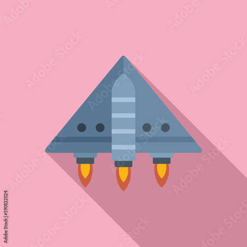 Failure space rocket icon flat vector. Fire speed. Sky smoke