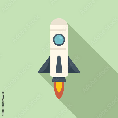 Sky shuttle icon flat vector. Space fire. Future smoke