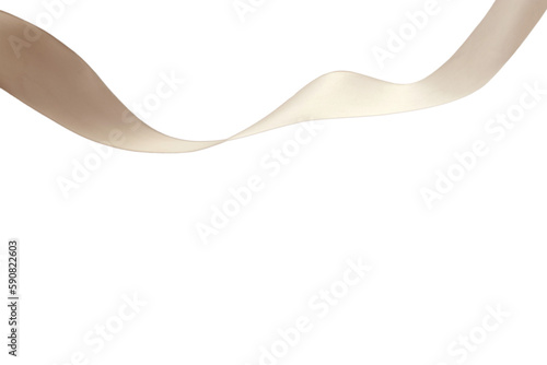 satin ribbon, twisted on a table, isolated on a transparent background