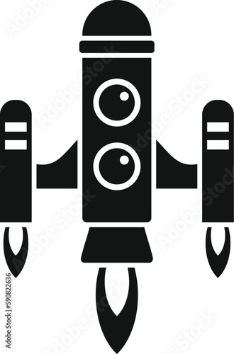 Spaceship icon simple vector. Rocket space. Fire start