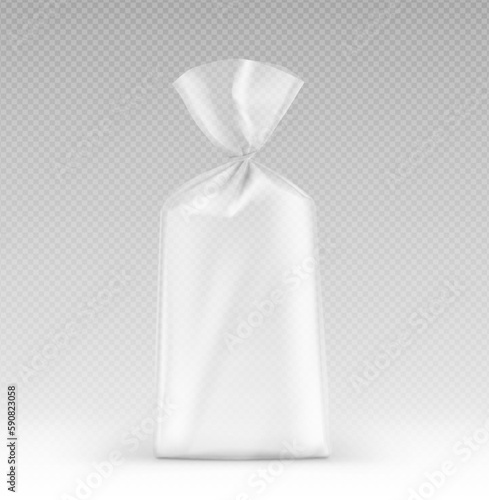 Bag mockup with clip band. Vector illustration isolated on transparent background. Mockup will make the presentation look as realistic as possible. EPS10.