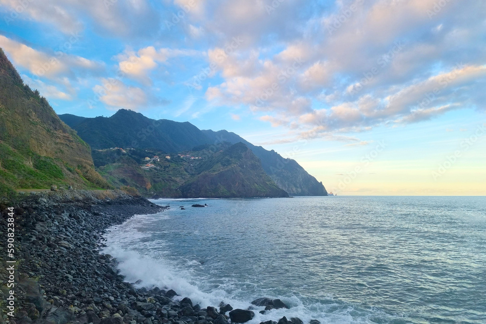 Beautiful picturesque sunset on the shore of the island. Rest on the sea. Beautiful picturesque sunset on the shore of the island. Rest on the sea.