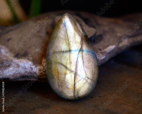 Gold labradorite gem on collection