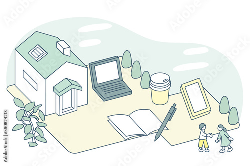 Organizing Work at a Café with a Notebook.