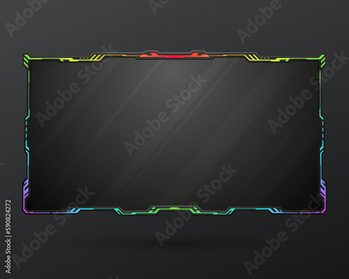 Futuristic rgb rainbow colors border game interface stream overlay screen panel template