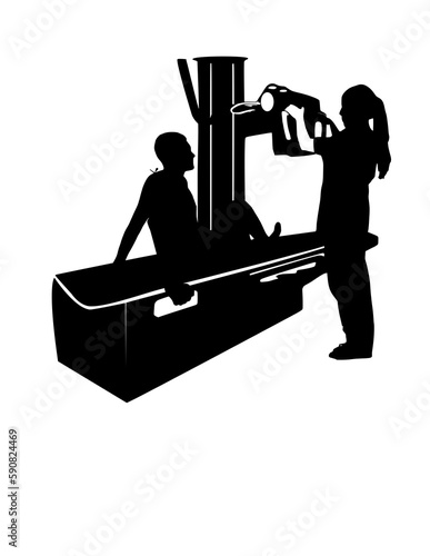 Illustration of a x-ray imaging procedure.