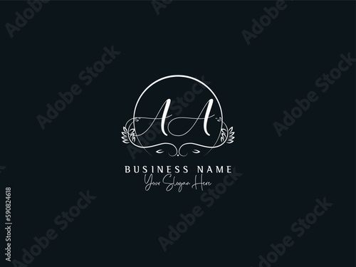 Floral Botanical AA a a Logo Letter, Minimal Aa Feminine Logo Icon Vector Template For Business