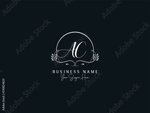 Floral Botanical AC ca Logo Letter, Minimal Ac Feminine Logo Icon Vector Template For Business