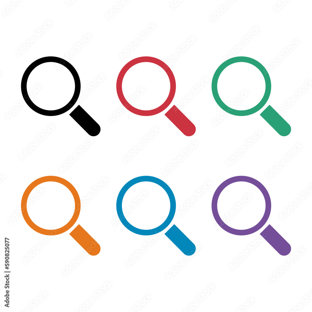 Set of Magnifying glass icon, zoom find focus symbol, loupe web equipment sign vector illustration Set of Magnifying glass icon, zoom find focus symbol, loupe web equipment sign vector illustration