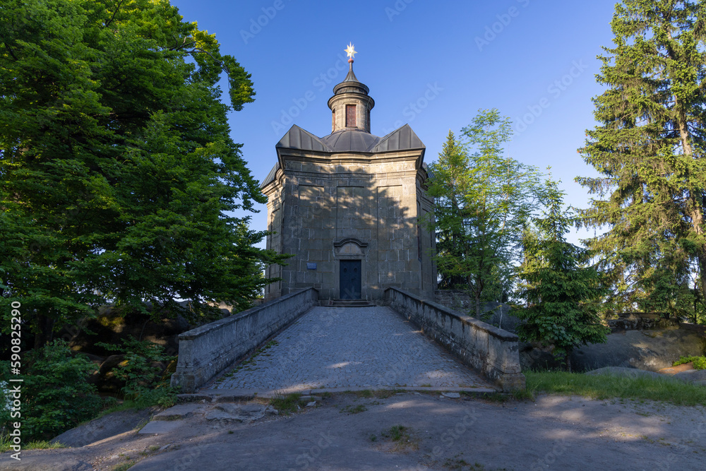 Fototapeta premium Hvezda church in Broumovske steny, Eastern Bohemia, Czech Republic