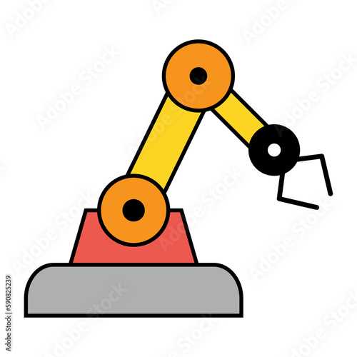 Mechanical robot arm machine icon, technology hydraulic robotic hand, vector illustration