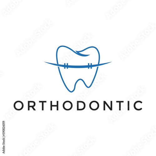 Creative, simple, and modern orthodontic for tooth health and dentist logo design vector