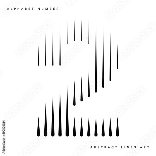 Number two 2 logo lines abstract modern art vector illustration