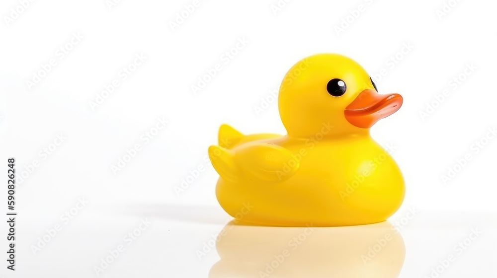 Yellow toy duck on white background, Generative AI, Yellow toy duck on white background, Generative AI,