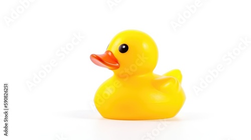 Yellow rubber duck on white, Generative AI, 