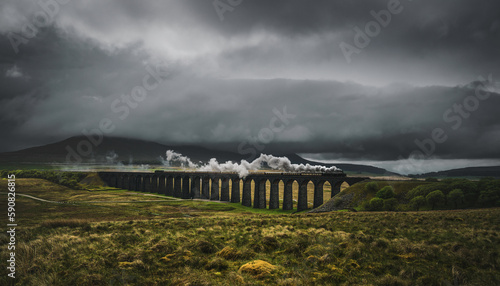 The Fellsman powers over Ribblehead Viaduct photo