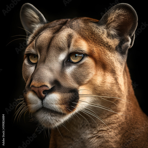 close up of a puma , portrait , generative ai