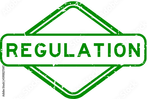 Grunge green regulation word rubbber seal stamp on white background