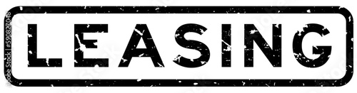 Grunge black leasing word square rubber seal stamp on white background
