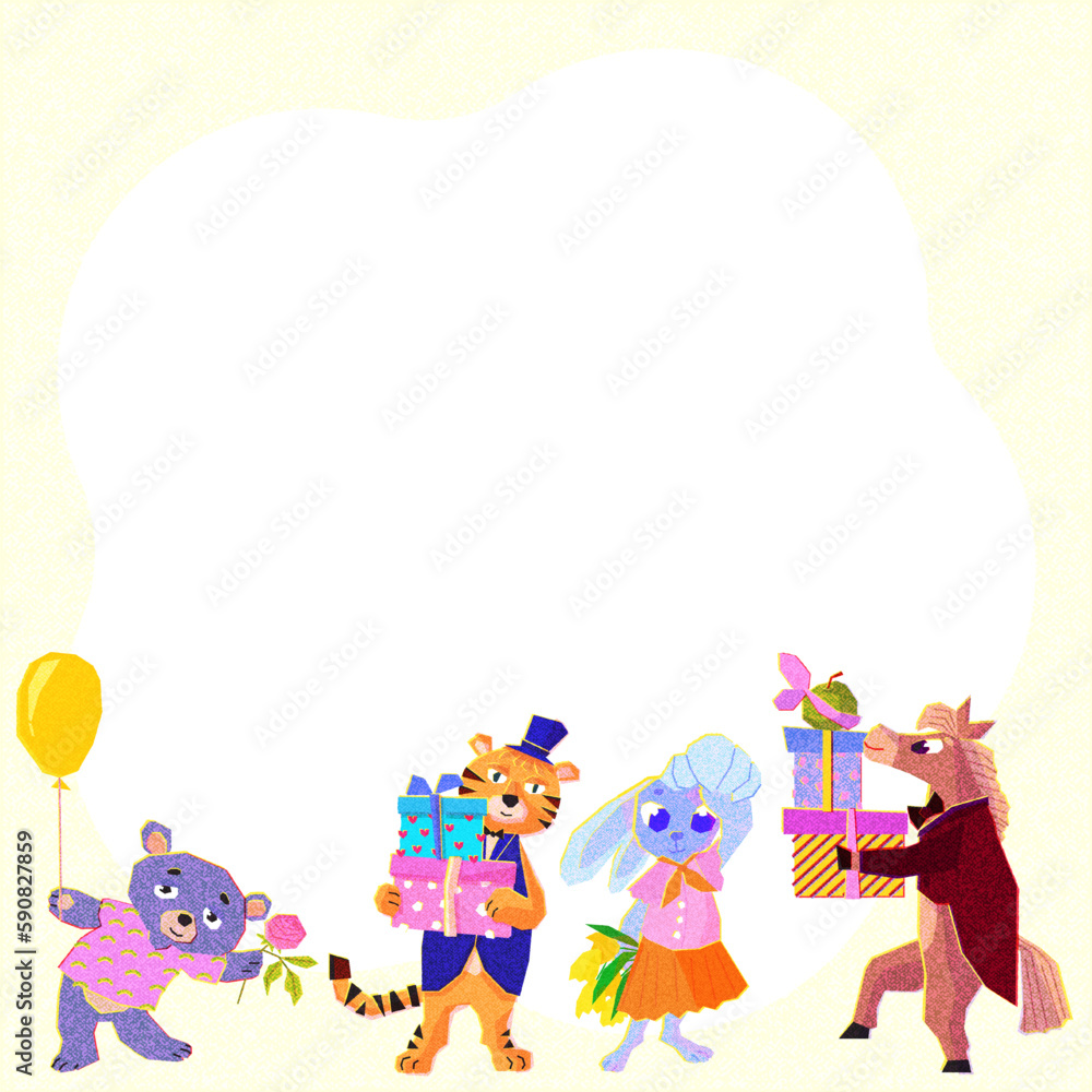 Cover with cute animals. postcard cute animals. modern flat style. cover, clipart, background, postcard, invitation, congratulation. Cover with cute animals. postcard cute animals. modern flat style. cover, clipart, background, postcard, invitation, congratulation.