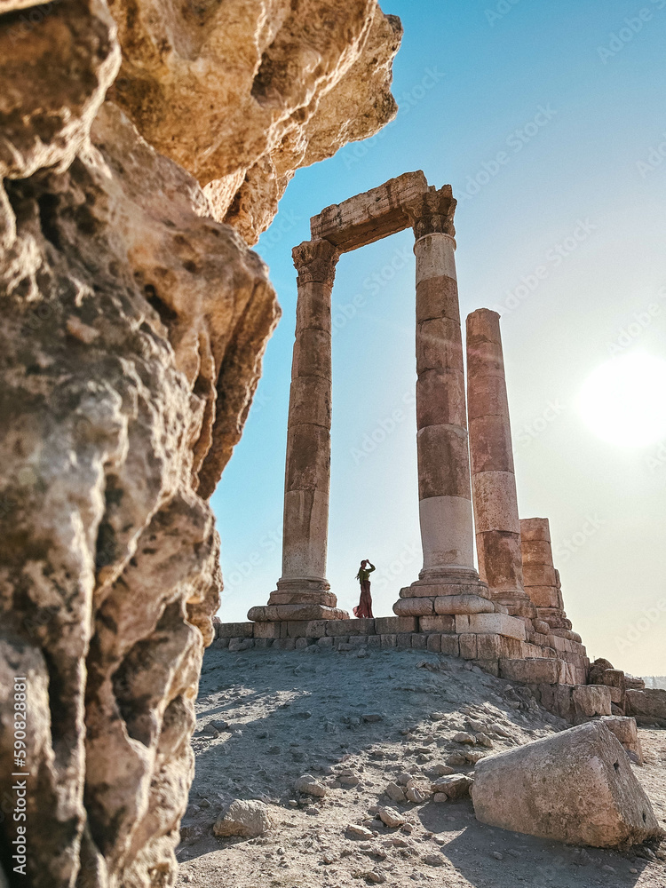 custom made wallpaper toronto digitalYoung Woman Posing In Amman Citadel At Sunset, Jordan