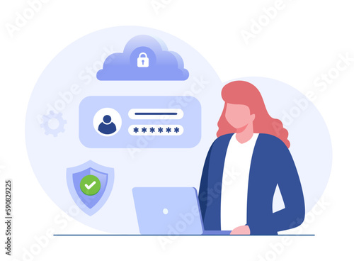 Personal data security, cyber data security online concept illustration, internet security or information privacy. flat vector illustration banner and protection