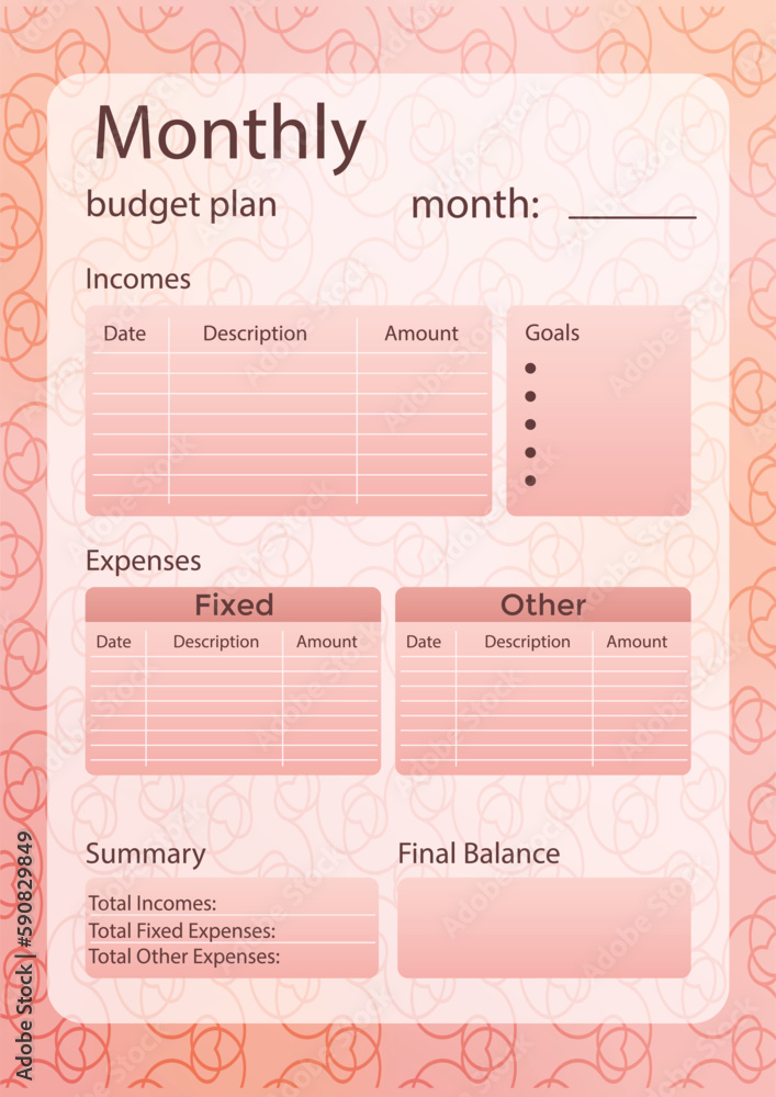 Free vector beautiful budget planner template Free vector beautiful budget planner template